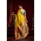Women's Silk Blend Woven Saree With Unstitched Blouse 5.5 Mtr (Mustard)