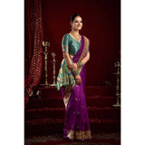 Women's Silk Blend Woven Saree With Unstitched Blouse 5.5 Mtr (Purple)