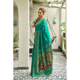 Women's Silk Blend Woven Saree With Unstitched Blouse 5.5 Mtr (Green)