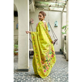 Women's Silk Blend Woven Saree With Unstitched Blouse 5.5 Mtr (Lime)