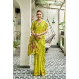 Women's Silk Blend Woven Saree With Unstitched Blouse 5.5 Mtr (Lime)