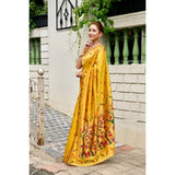 Women's Silk Blend Woven Saree With Unstitched Blouse 5.5 Mtr (Mustard)