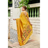 Women's Silk Blend Woven Saree With Unstitched Blouse 5.5 Mtr (Mustard)