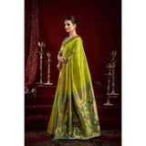 Women's Silk Blend Woven Saree With Unstitched Blouse 5.5 Mtr (Light_Green)