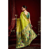 Women's Silk Blend Woven Saree With Unstitched Blouse 5.5 Mtr (Light_Green)