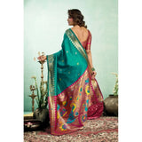 Women's Silk Blend Woven Saree With Unstitched Blouse 5.5 Mtr (Green)
