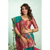 Women's Silk Blend Woven Saree With Unstitched Blouse 5.5 Mtr (Green)