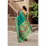 Women's Silk Blend Woven Saree With Unstitched Blouse 5.5 Mtr (Green)
