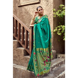 Women's Silk Blend Woven Saree With Unstitched Blouse 5.5 Mtr (Green)