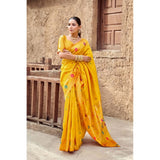 Women's Silk Blend Woven Saree With Unstitched Blouse 5.5 Mtr (Mustard)
