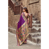 Women's Silk Blend Woven Saree With Unstitched Blouse 5.5 Mtr (Purple)