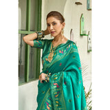 Women's Silk Blend Woven Saree With Unstitched Blouse 5.5 Mtr (Green)