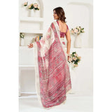 Women's Linen Cotton Printed Ready To Wear Saree With Unstitched Blouse 5.5 Mtr (Off_White)