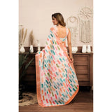 Women's Linen Cotton Printed Ready To Wear With Pocket Saree With Unstitched Blouse 5.5 Mtr (Multicolor)