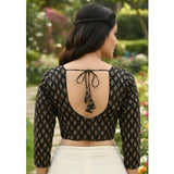 Women's Ajrakh Cotton Halter Neck Padded Blouse (Black, 38 Ready Size (Self-Alterable 36–40)