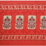 Fleece Floral Printed Double Polar Warm Bedsheet with 2 Pillow Cover (Red)