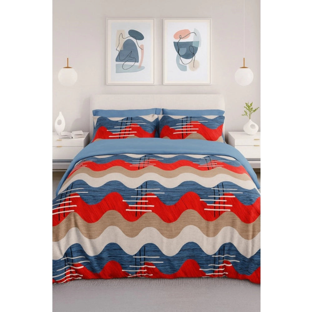 Multicolor microfiber floral printed double bedsheet with 2 pillow covers, luxurious and vibrant home decor