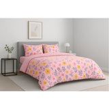 Pink microfiber floral printed double bedsheet set, 120 thread count, 2 pillow covers included