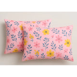 Pink microfiber floral double bedsheet set with 2 pillow covers, 120 thread count