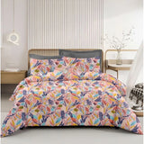Multicolor microfiber floral printed double bedsheet & 2 pillow covers, soft & stylish for a cozy sleep environment