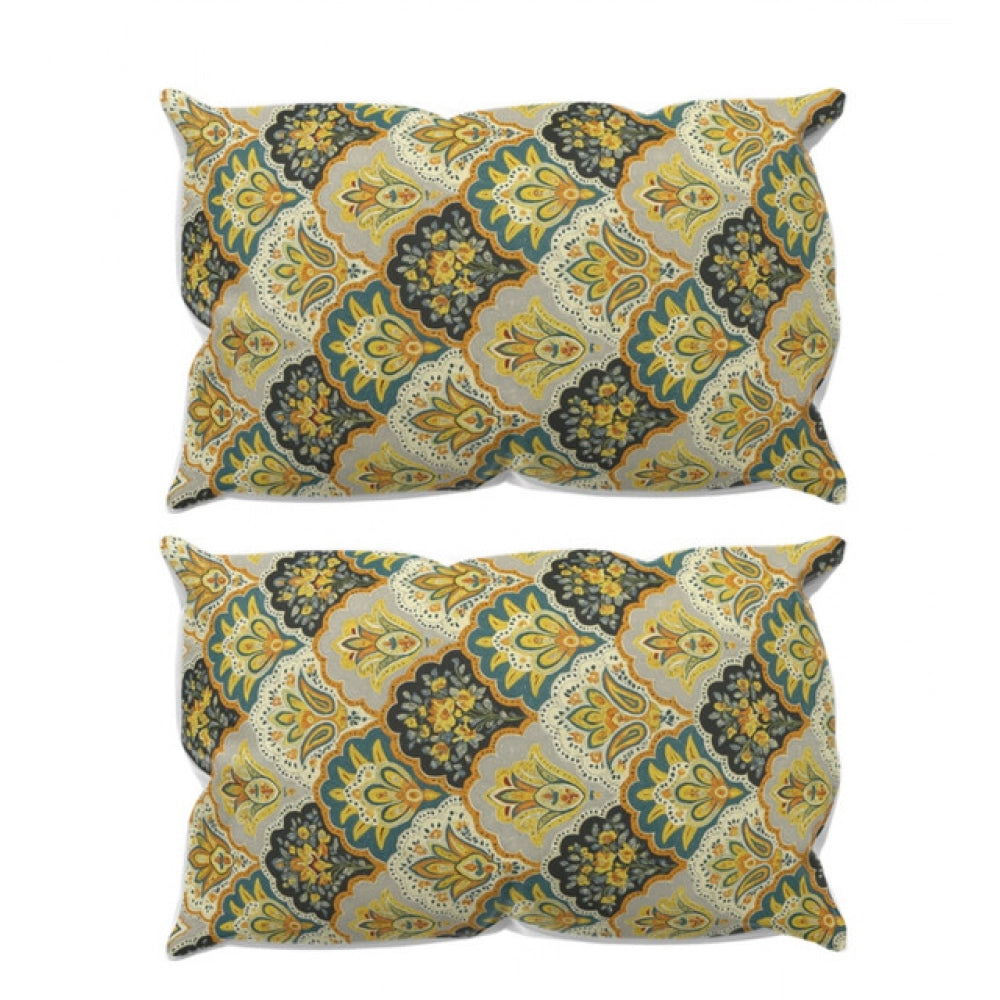 Microfiber multicolor floral printed double bedsheet, 2 pillow covers (120 thread count) on bed