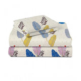 Cotton Blend Floral Printed Double Bedsheet with 2 Pillow Covers (Off -White)