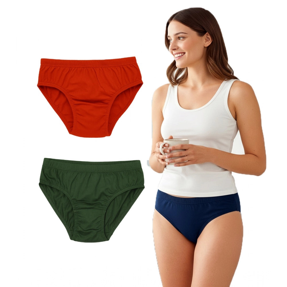 Multicolor cotton solid hipster panties for women - pack of 3, mid-rise, quality cotton underwear