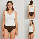 Multicolor cotton solid hipster panties (pack of 3), women's underwear with mid-rise, varying shades on display
