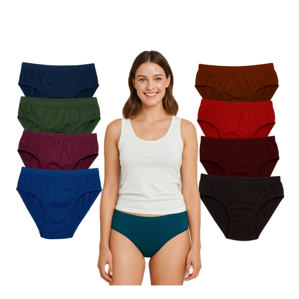 Multicolor cotton solid hipster panties for women, pack of 9, high-quality clothing on display