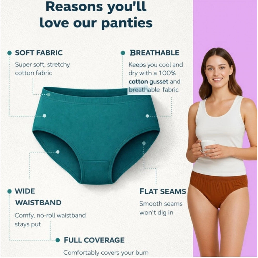 Multicolor cotton hipster panties (pack of 9), solid material for women's underwear on display