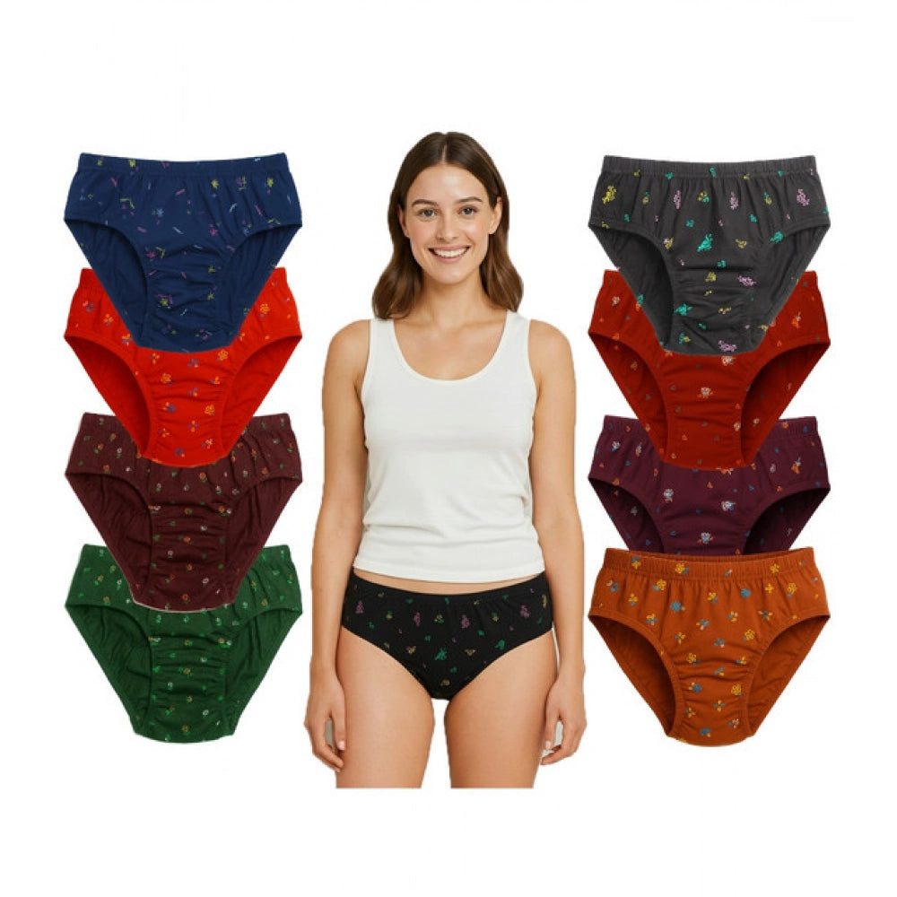 Multicolor cotton printed hipster panties for women, pack of 9 with mid-rise design