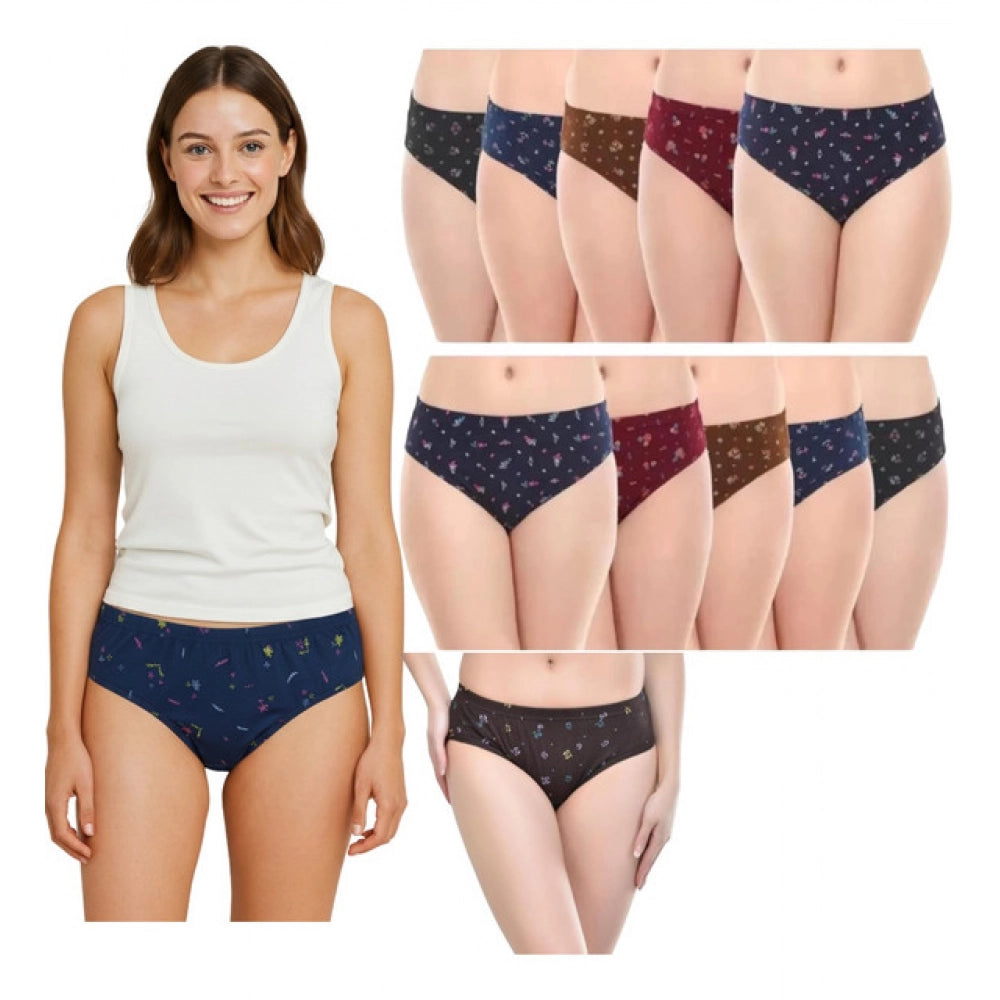 Multicolor cotton printed hipster panties (pack of 12), vibrant women's underwear with diverse patterns