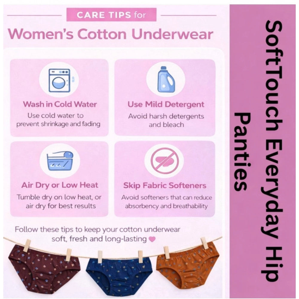 Multicolor cotton printed hipster panties for women (pack of 12)