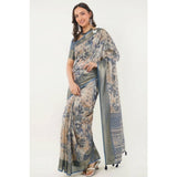 Women's Polyester Printed Saree With Unstitched Blouse 5.5 Mtr (Multicolor)