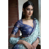 Women's Polyester Printed Saree With Unstitched Blouse 5.5 Mtr (Green)