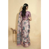 Women's Polyester Printed Saree With Unstitched Blouse 5.5 Mtr (Multicolor)