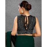 Black Rayon Cotton Bandhani Printed Halter Neck Blouse (Alterable up to 42)