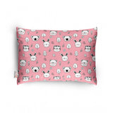 Soft pink plush printed baby pillow for kids age 1-5 years, rectangular bed pillow design