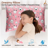 Soft plush pink printed baby pillow for kids aged 1-5 years (rectangular bed pillow)