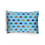 Soft plush sky blue printed bed pillow for kids age 1-5 years, rectangular shape for young children's comfort