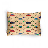 Soft beige plush printed baby pillow for kids age 1-5 years, ideal for sleep and playtime