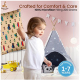 Soft beige plush printed baby pillow for kids aged 1-5 years, ideal for a cozy sleep environment
