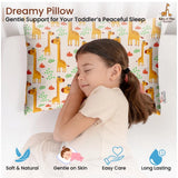 Soft mustard plush printed baby pillow for kids aged 1-5 years, ideal for bedtime comfort