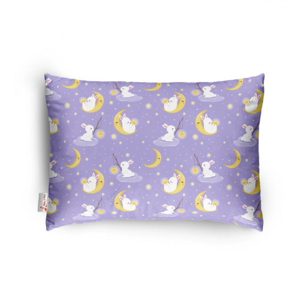 Purple soft plush printed baby pillow for kids aged 1-5 years, rectangular bed pillow