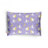 Purple soft plush printed baby pillow for kids aged 1-5 years, rectangular bed pillow