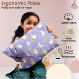 Purple soft plush printed baby pillow for kids age 1-5 years, perfect for bedtime comfort