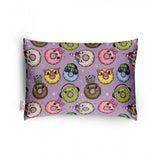 Purple soft plush printed baby bed pillow for ages 1-5 years, rectangular shape for kids comfort