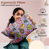 Purple soft plush printed baby pillow for kids aged 1-5 years, ideal bedtime comfort