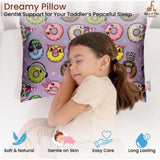 Purple soft plush printed baby bed pillow for kids age 1-5 years, rectangular shape