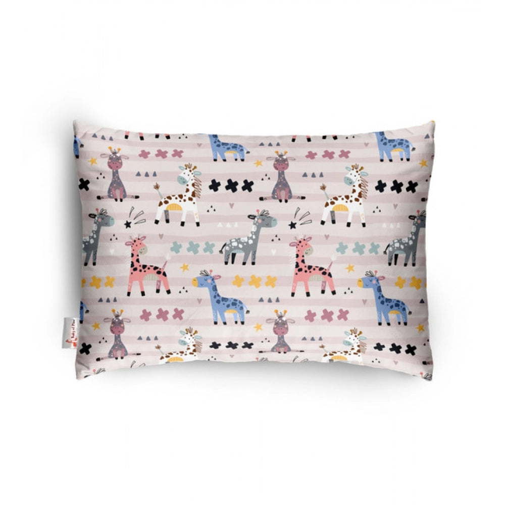 Multicolor soft plush printed baby bed pillow for kids age 1-5 years, rectangular shape for comfortable sleep